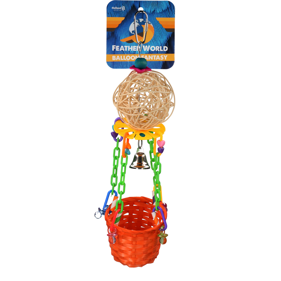 Feather World Vogelspielzeug, geflochtener Korb, Bambus, 34 cm
