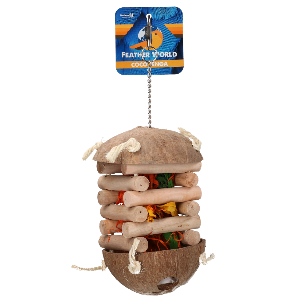 Feather World Vogelspielzeug, Kokosnuss, Holz, 32 cm