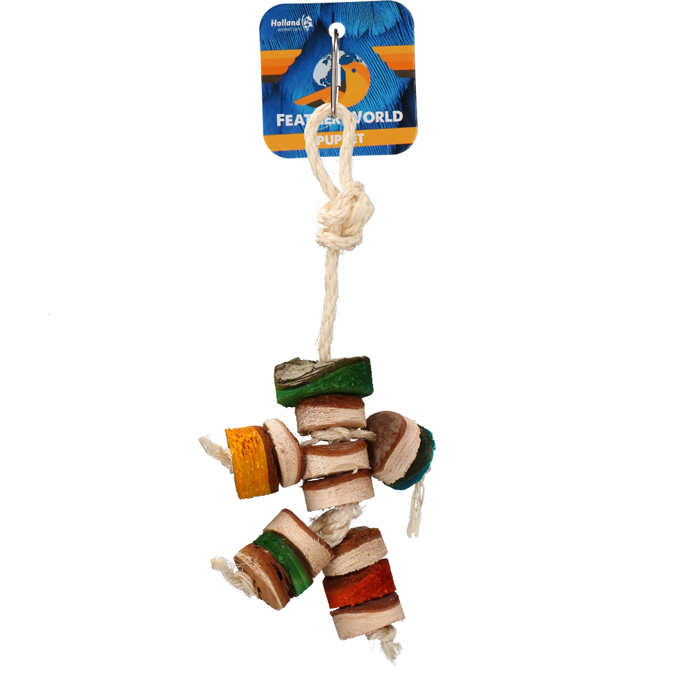 Vogelspielzeug Seil, Holz, 30 cm