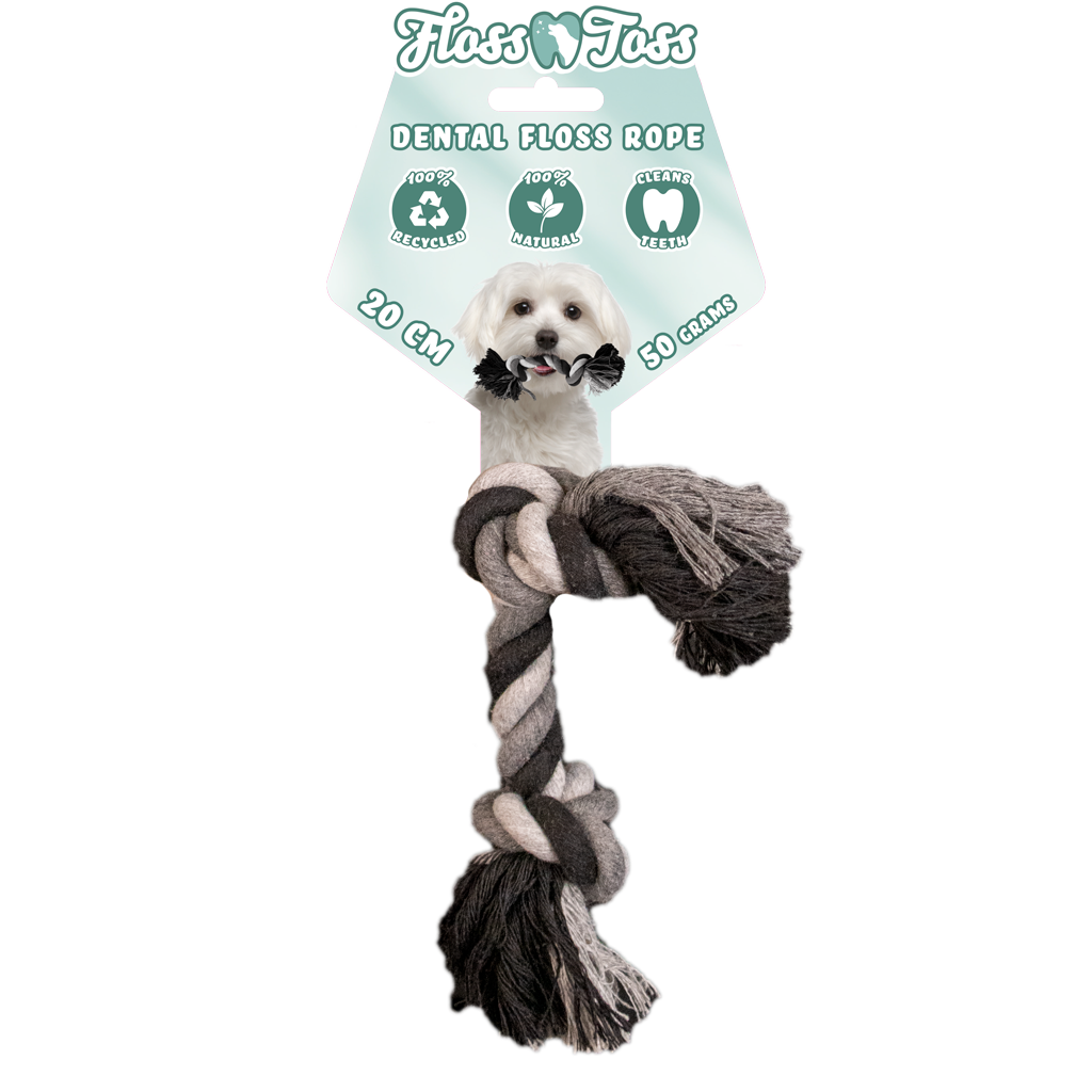 Dental Hundespielzeug Seil, 2 Knoten, Baumwolle, 20 cm