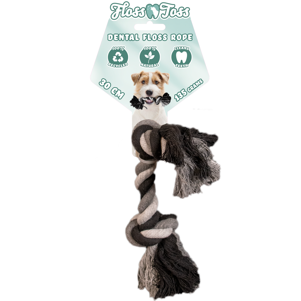 Hundespielzeug Dental-Seil, 2 Knoten, Baumwolle, Ø 2,5 cm, 30 cm