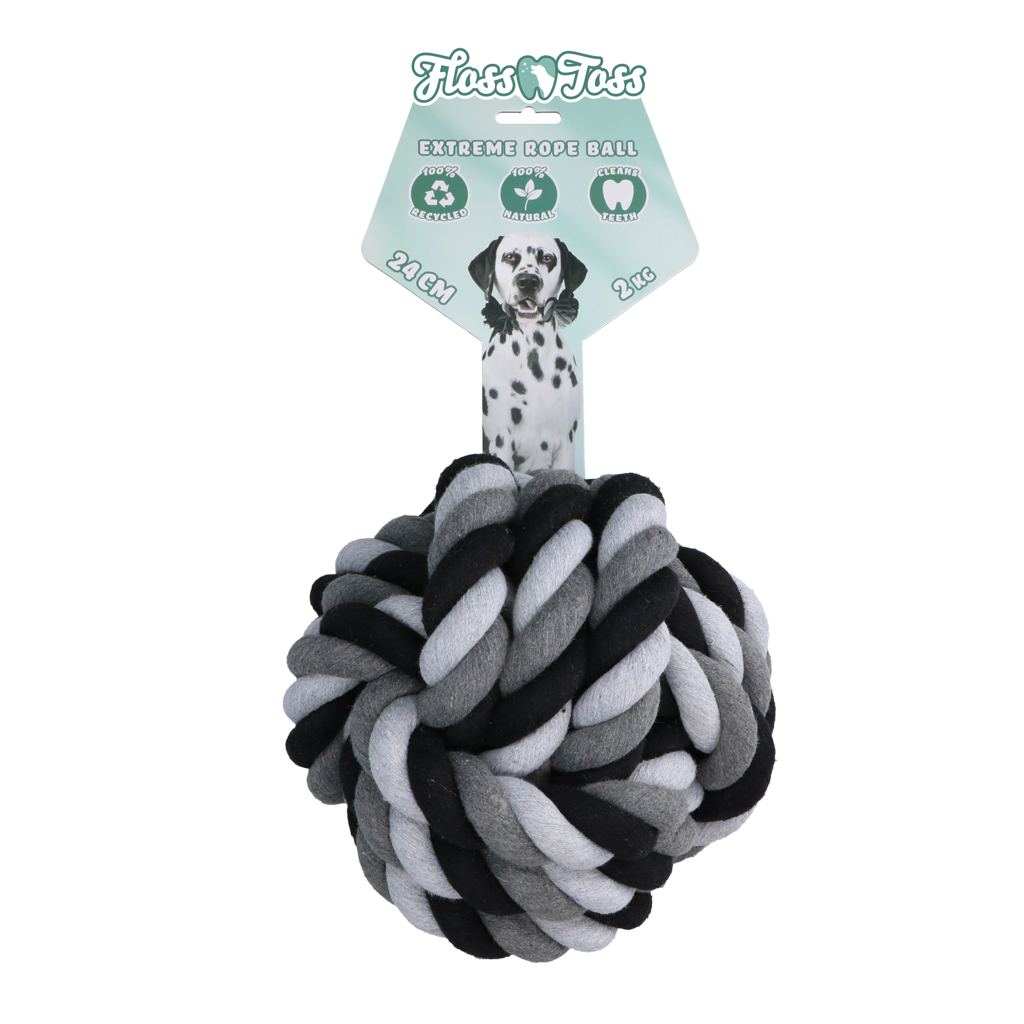Floss Toss Dental Rope Ball, Hundespielzeug, Zahnpflege, 24 cm
