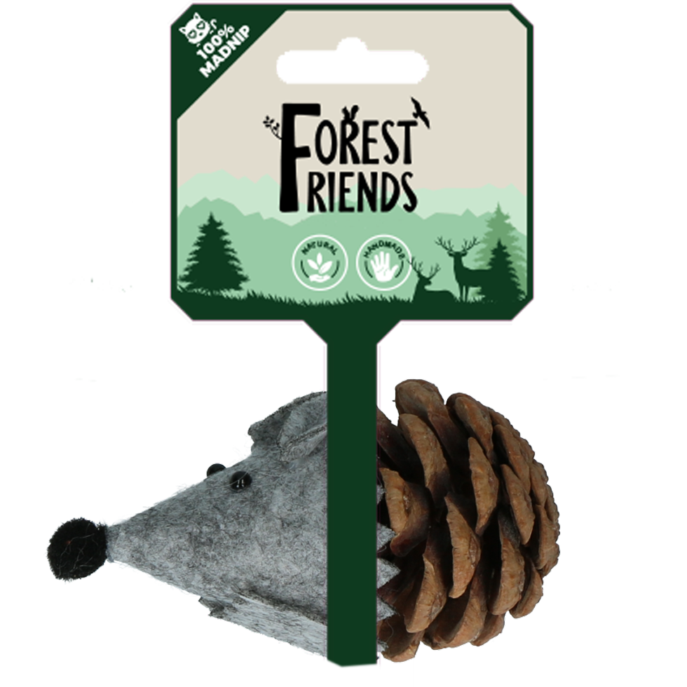 Forest Friends Maus aus Filz mit Madnip und Tannenzapfen