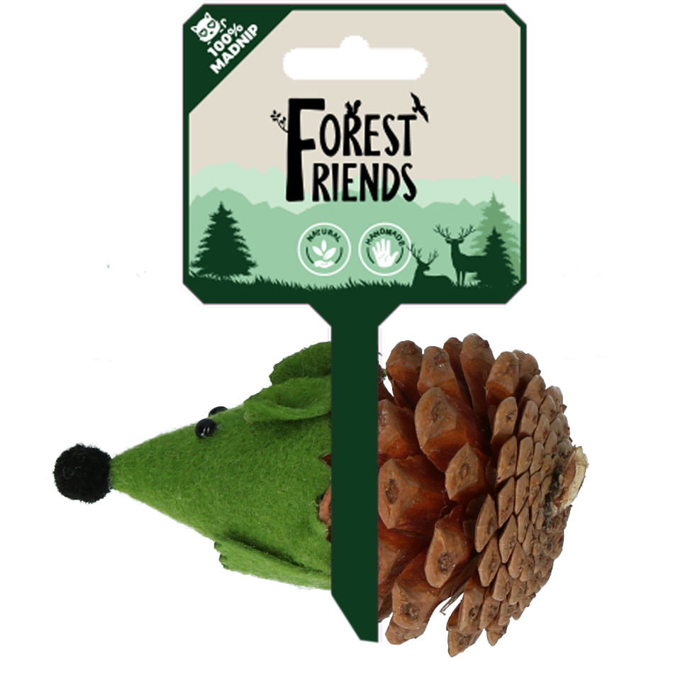 Forest Friends Maus aus Filz mit Madnip und Tannenzapfen