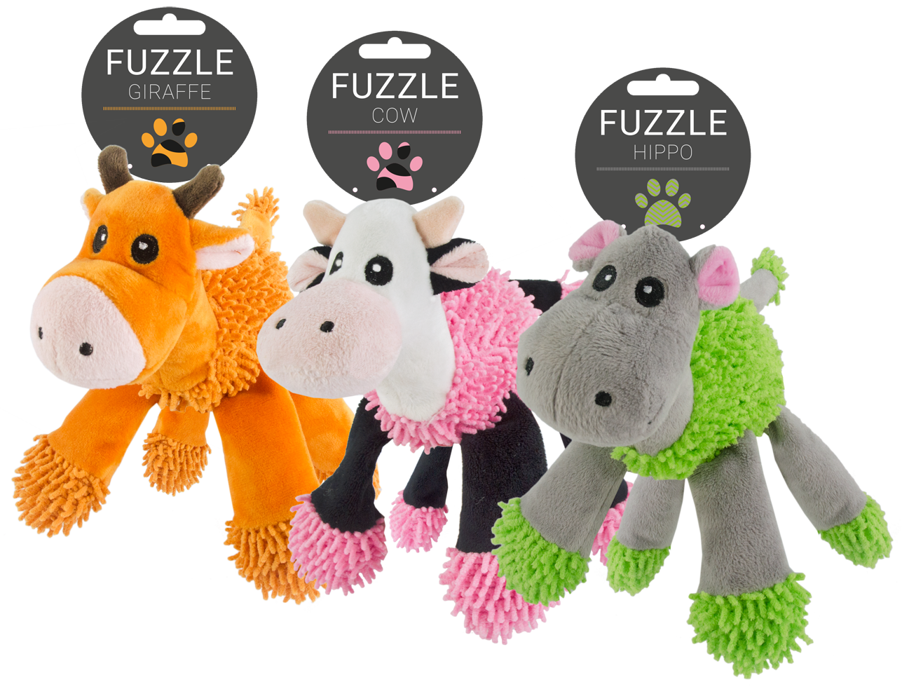 Fuzzle Hundespielzeug Nilpferd, 5 Quietscher, 22 x 22 cm