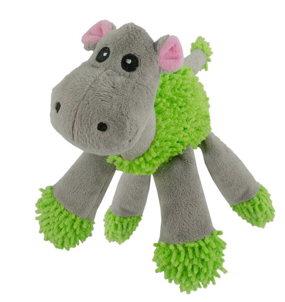 Fuzzle Hundespielzeug Nilpferd, 5 Quietscher, 22 x 22 cm