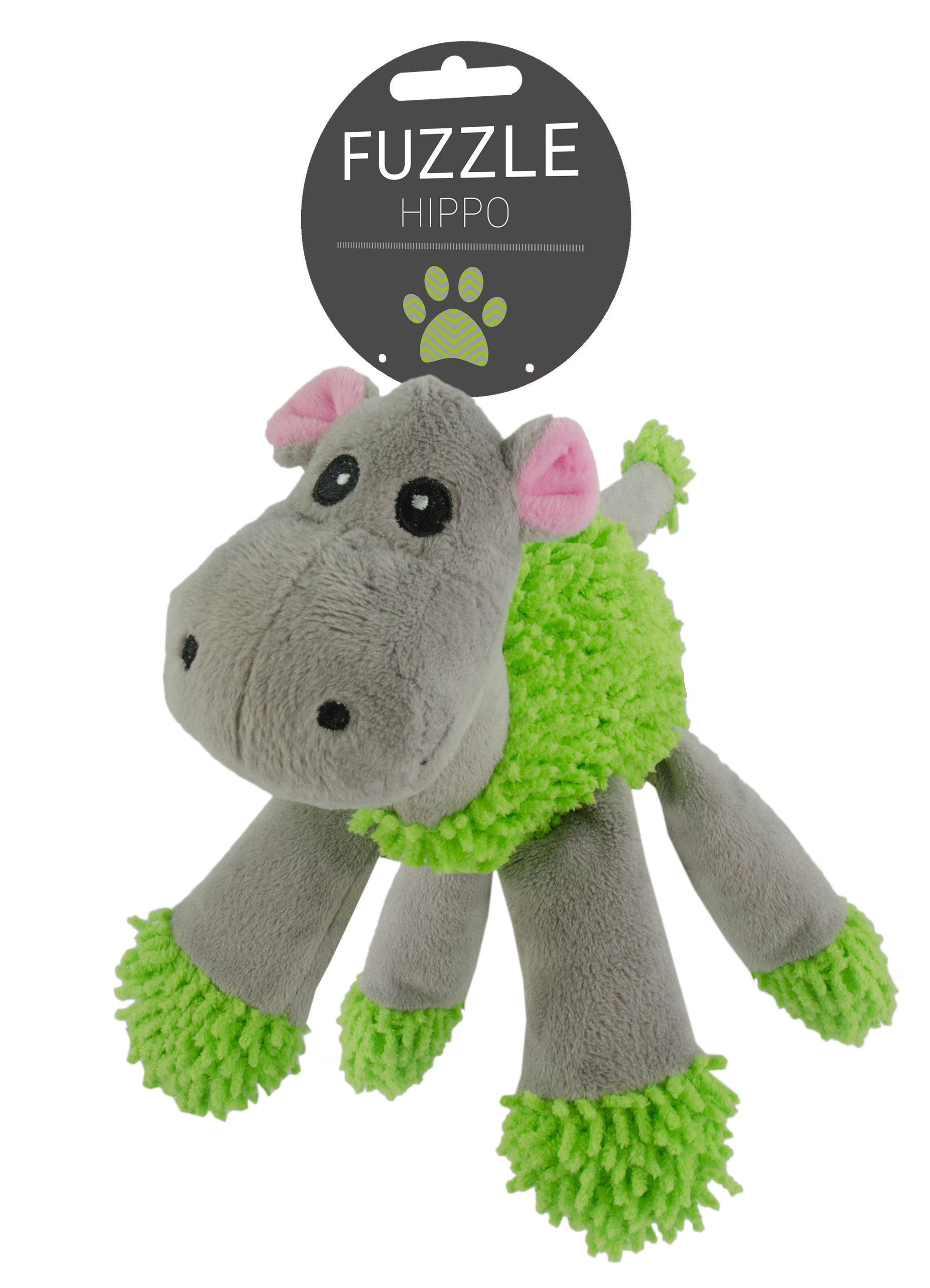 Fuzzle Hundespielzeug Nilpferd, 5 Quietscher, 22 x 22 cm