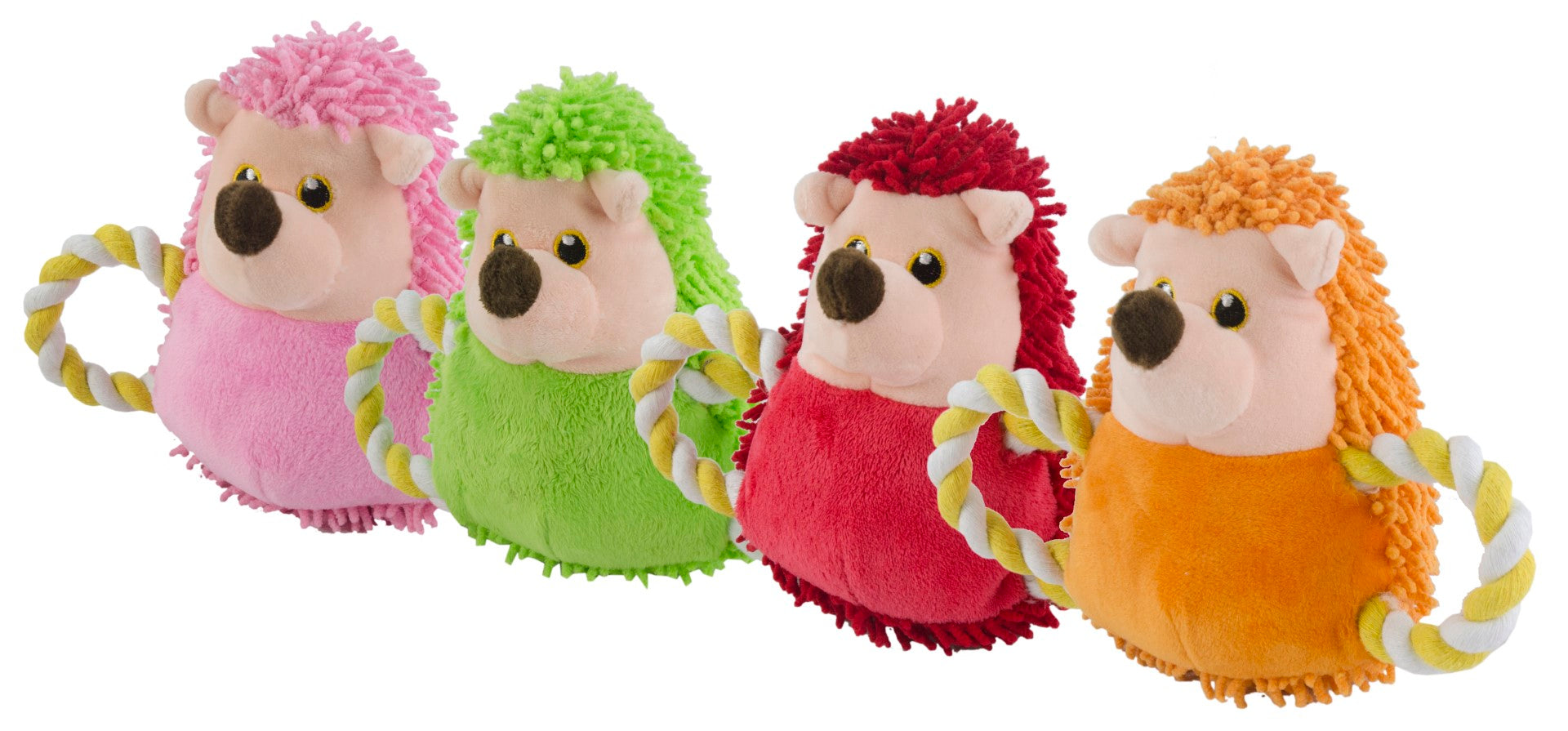 Hundespielzeug für Welpen, Kuscheltier mit Quietscher und Seilschwanz, rosa, 26 cm