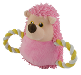 Hundespielzeug für Welpen, Kuscheltier mit Quietscher und Seilschwanz, rosa, 26 cm