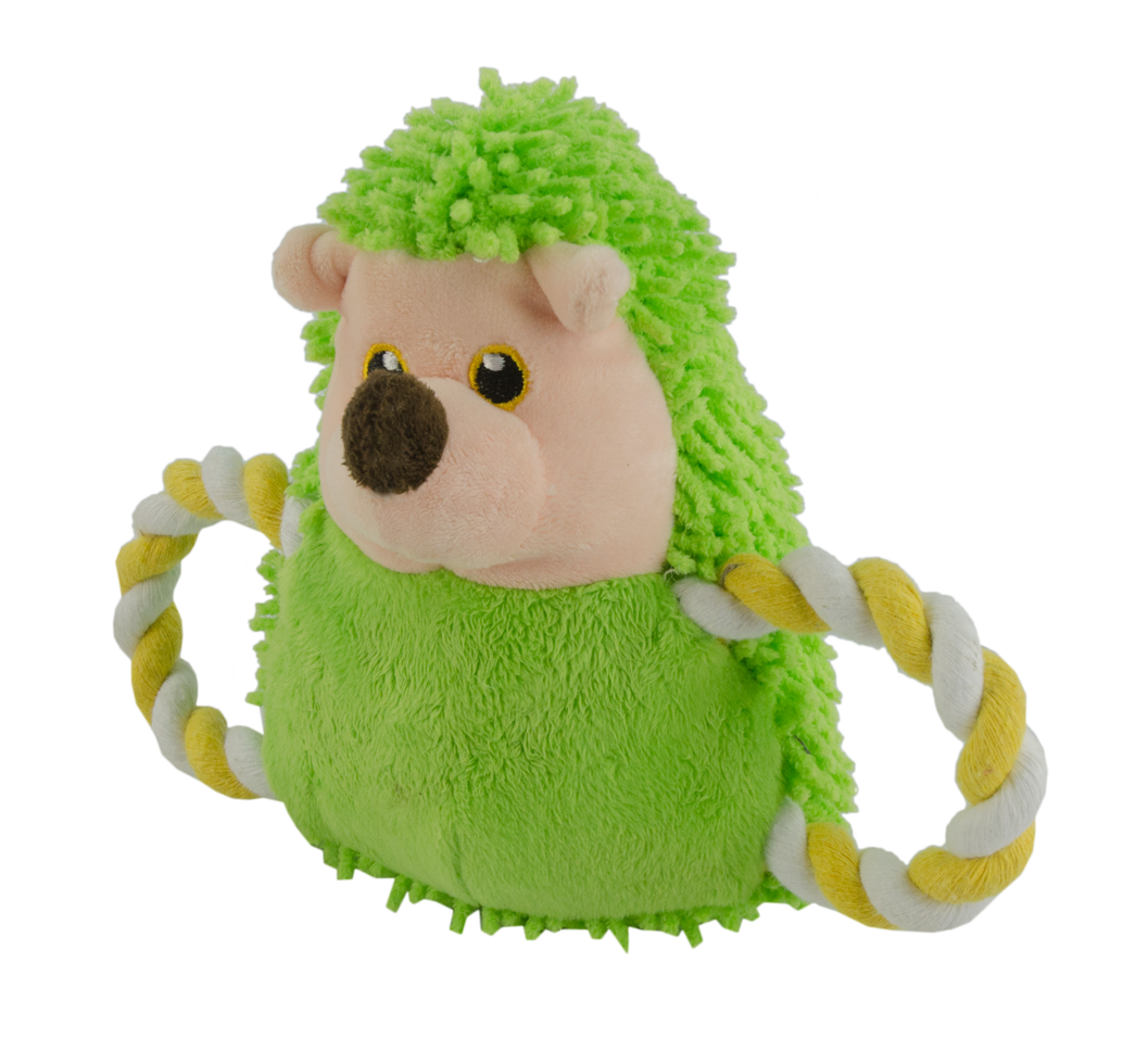 Fuzzle Hundespielzeug Hedgie, Quietscher, Seilschwanz, 26 cm, grün