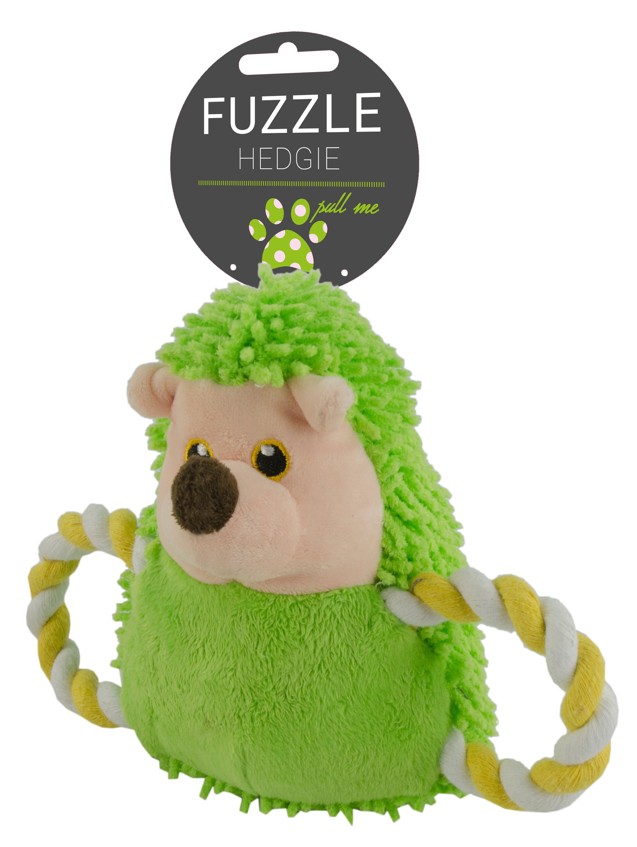 Fuzzle Hundespielzeug Hedgie, Quietscher, Seilschwanz, 26 cm, grün