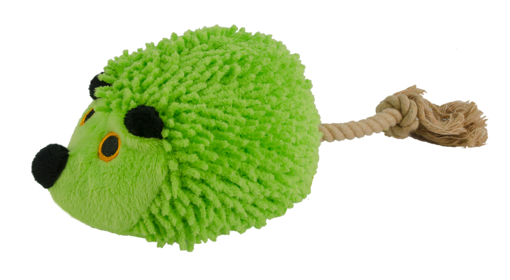 Fuzzle Hundespielzeug, Hedgie mit Schwanz, mit Quietscher, Seilarme, grün, 15 x 20 cm