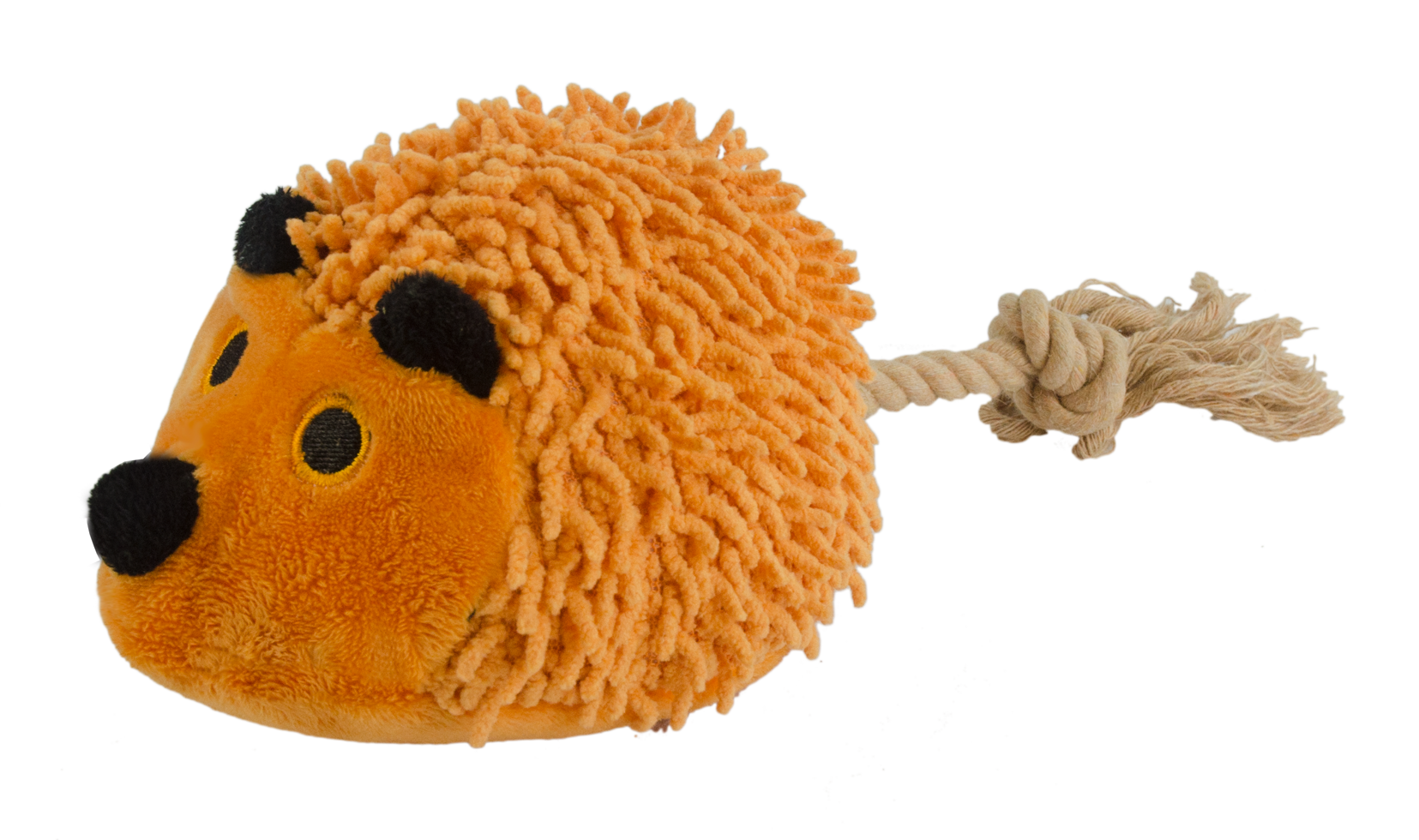 Hundespielzeug Fuzzle, Hedgie mit Schwanz, Quietscher, Seil, orange, 15 x 20 cm
