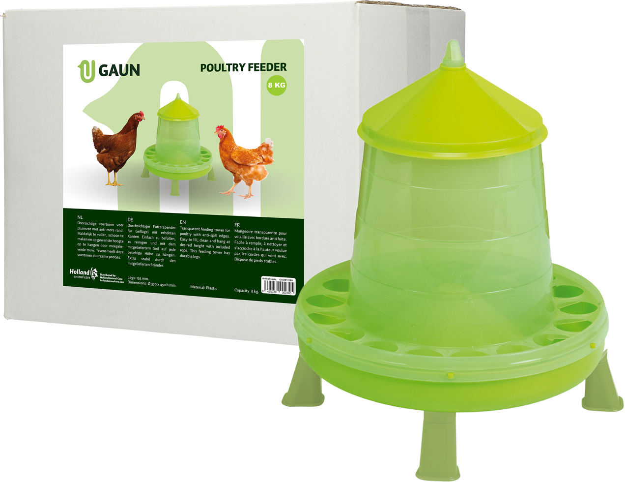 Gaun Geflügel Futterautomat, mit Ständer, limonengrün, 8 kg