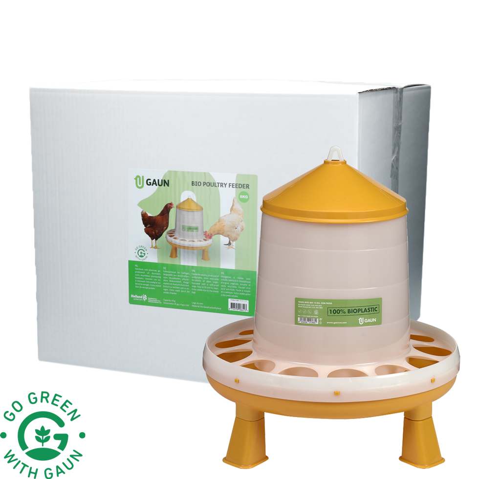 Gaun Geflügel Futterautomat mit Ständer, Bio-Kunststoff, limonengrün, 8 kg