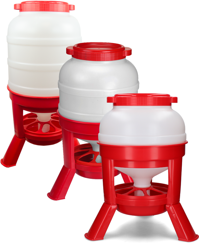 Gaun Geflügel Futterautomat, mit Ständer, Rot, 40 l
