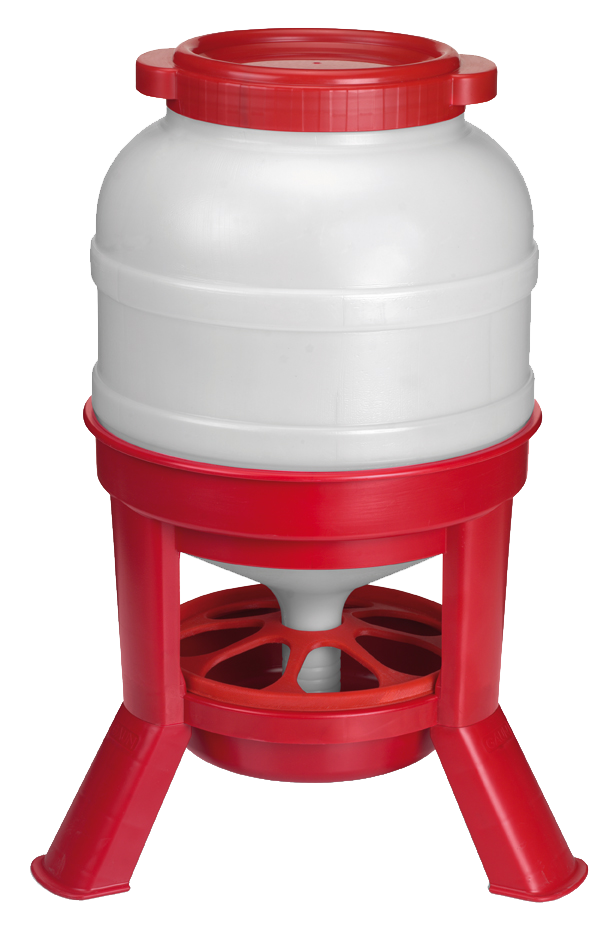 Gaun Geflügel Futterautomat, mit Ständer, rot, 30 l
