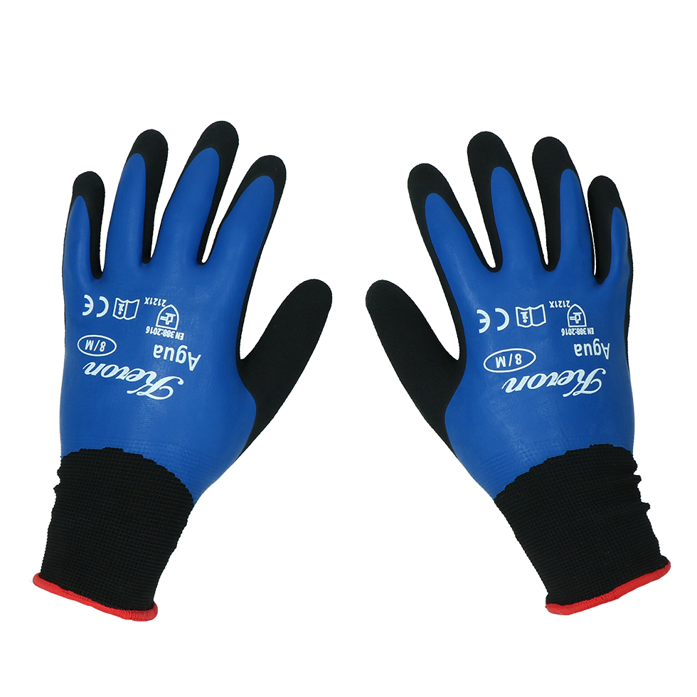 Keron Nylon-Feinstrickhandschuh, Latexbeschichtung, wasserdicht, Größe M, 8 Paar