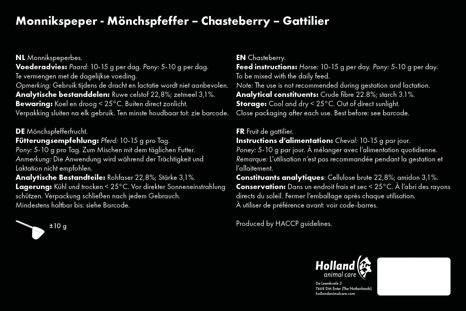 Excellent Horse Herbs Mönchspfeffer, Einzelfuttermittel für Pferde, 500 g