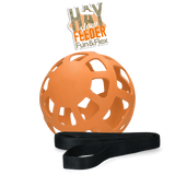 Heu Slow Feeder Ball, flexibel, Gummi, orange, mit 2 m Nylonband