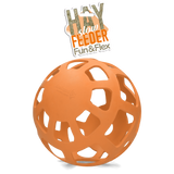 Heu Slow Feeder Ball, flexibel, Gummi, orange, mit 2 m Nylonband