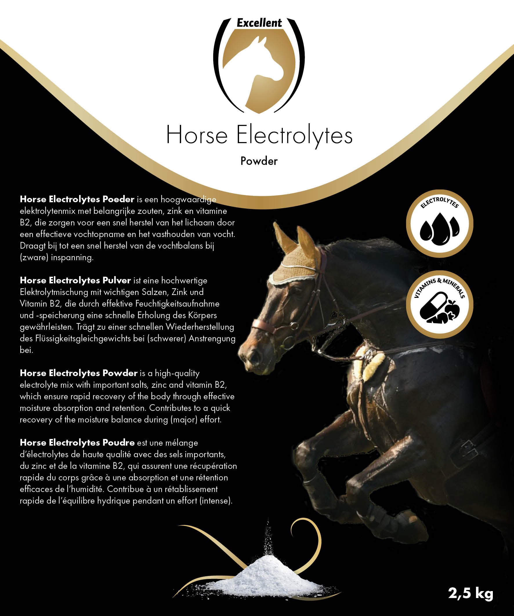 Excellent Horse Elektrolyte Pulver, Pferd, 2,5 kg