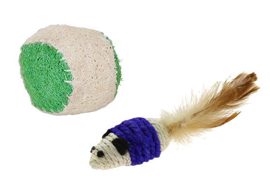 Jackson Galaxy Katzenspielzeug Set, Sisal Ball Ø 4,5 cm Maus 7 cm