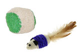 Jackson Galaxy Katzenspielzeug Set, Sisal Ball Ø 4,5 cm Maus 7 cm