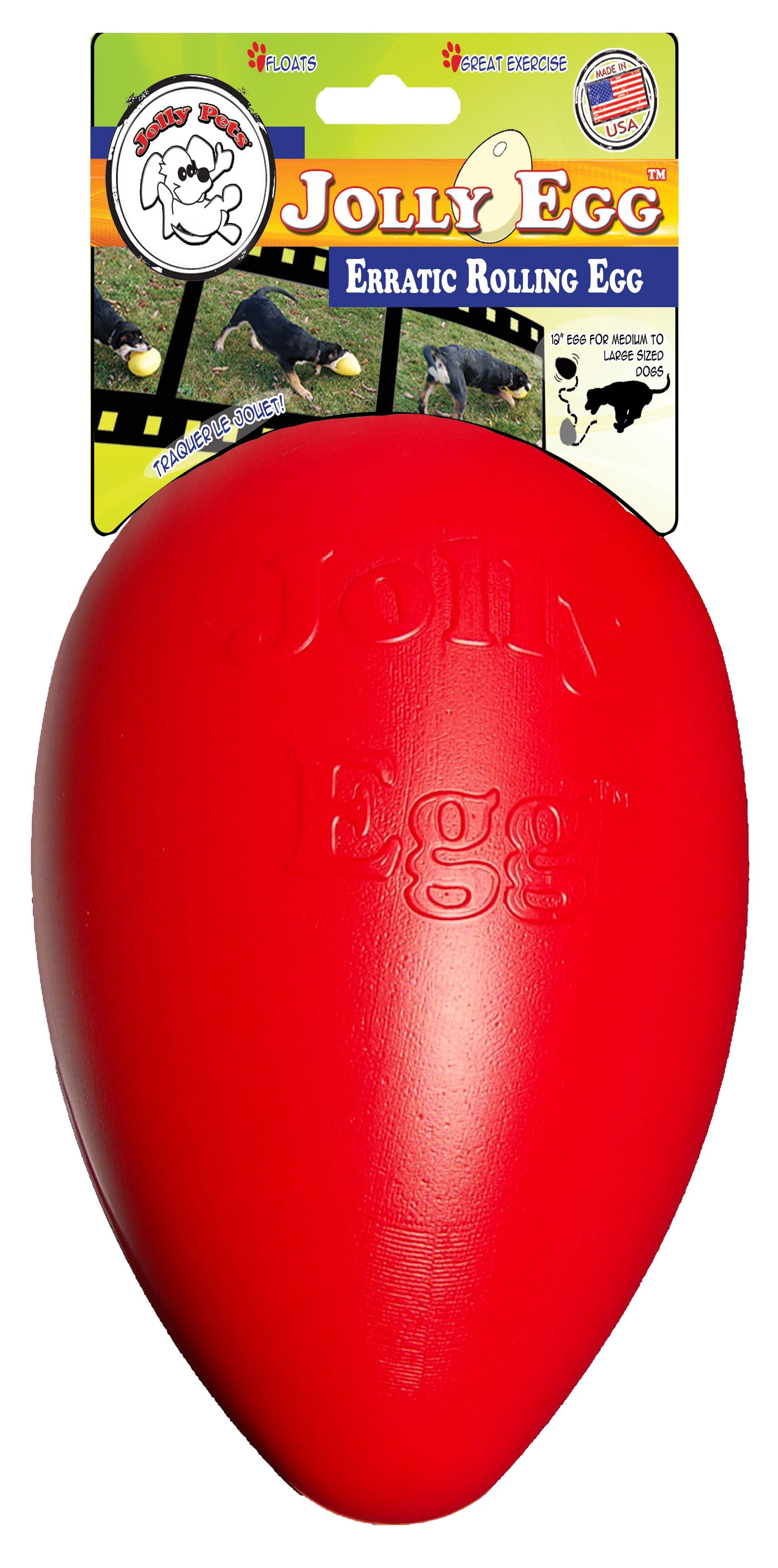 Jolly Pets Hundespielzeug Ei, rot, 30 cm
