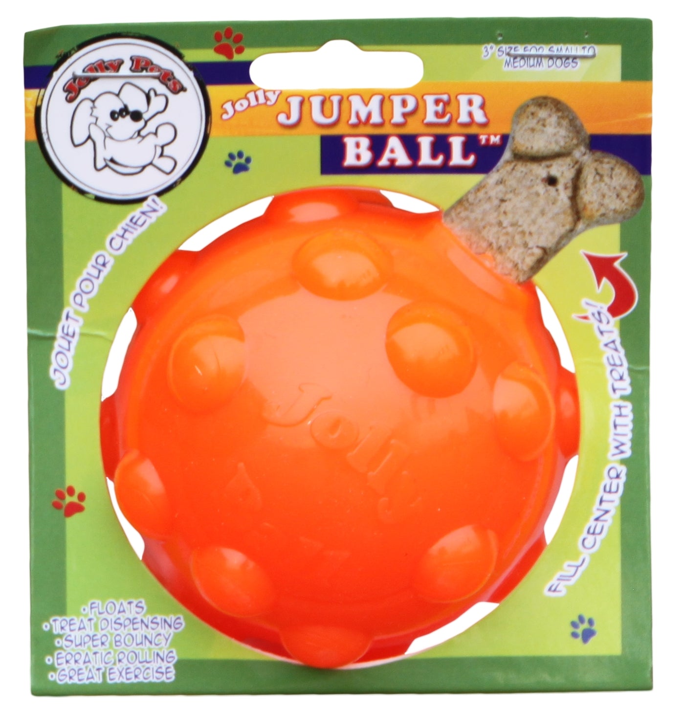 Jolly Pets Gummiball, Orange, S, Ø 7,6 cm