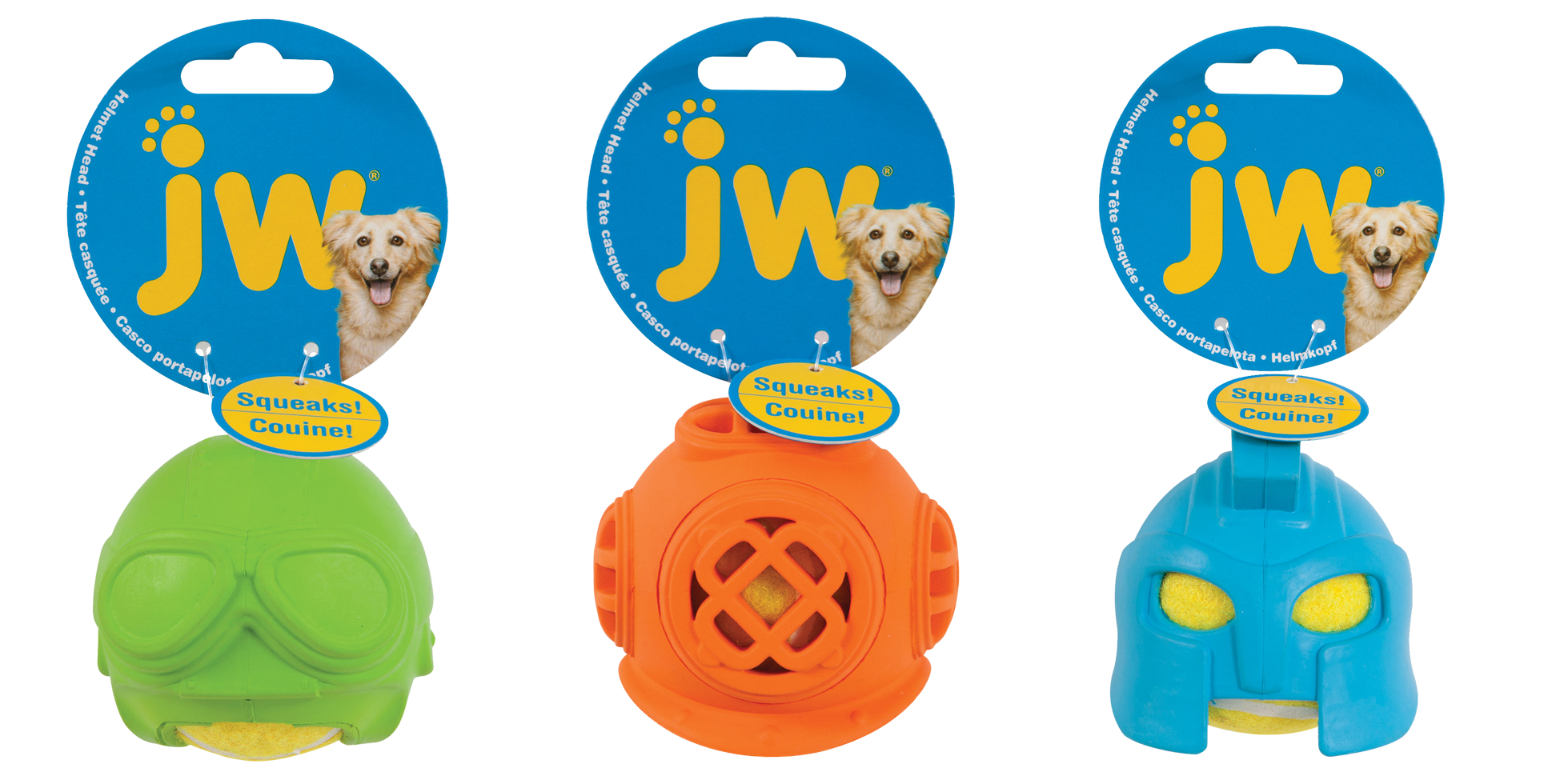 JW Hundespielzeug Helmet Heads Diver, Gummi, mit Quietscher