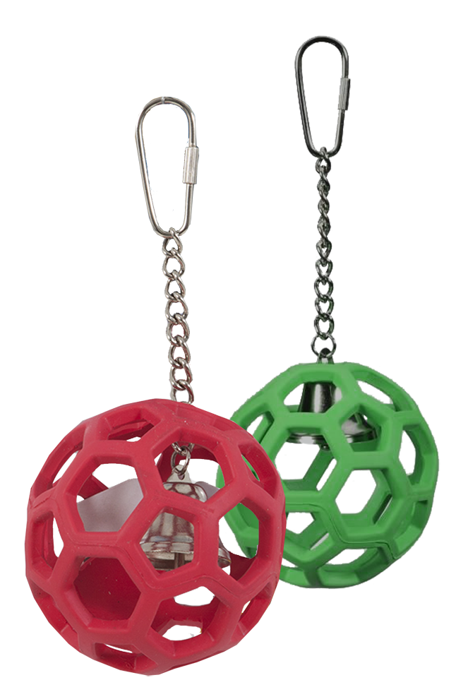 JW Hol-ee Roller Papageienspielzeug, Gummi, Metallkette, Ø 8 cm