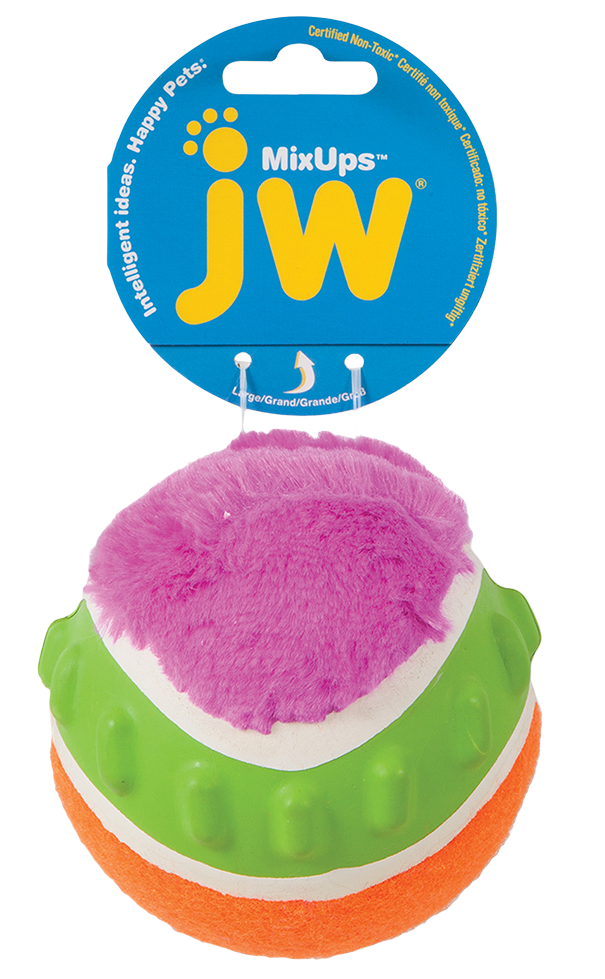 JW Hundespielzeug Mixups Ribbed Ball, mit Quietscher, Ø 10 cm