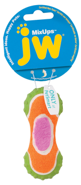 JW Hundespielzeug Mixups Ribbed Barbell, Plüsch, Kautschuk, Tennisball, S, 10 cm