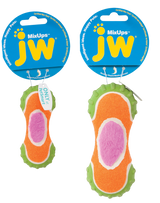 JW Hundespielzeug Mixups Ribbed Barbell, Plüsch, Kautschuk, Tennisball, S, 10 cm