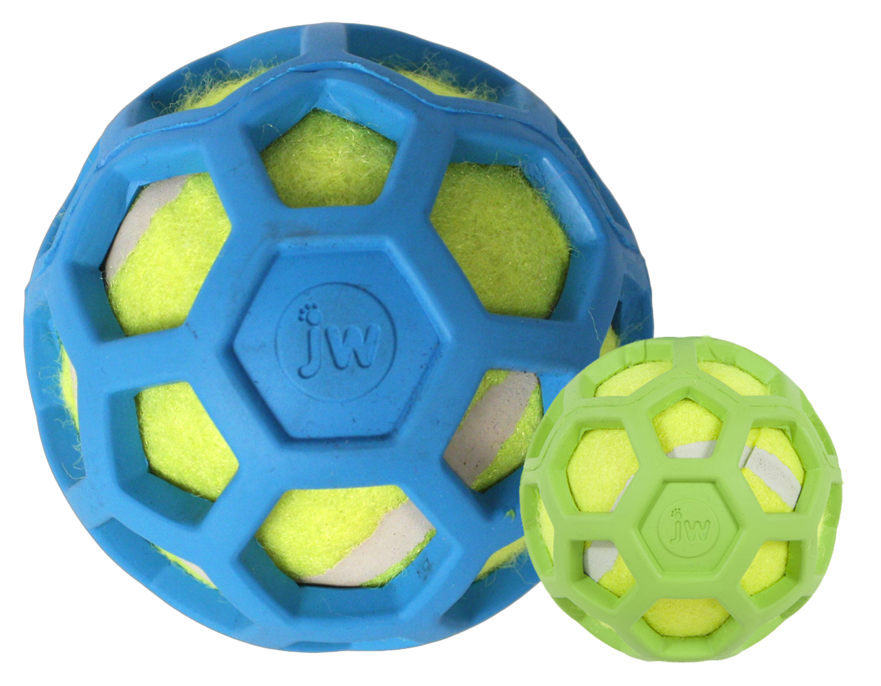JW ProTen Hol-ee Roller, Hundespielzeug, Naturgummi, mit Tennisball, Ø 8,5 cm