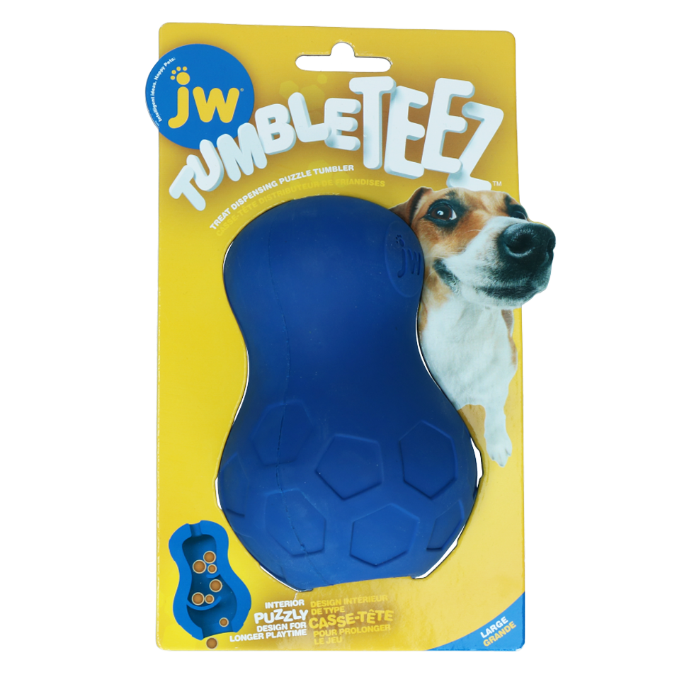 JW Hundespielzeug Tumble Teez, Gummi, blau, Größe L, 14 cm
