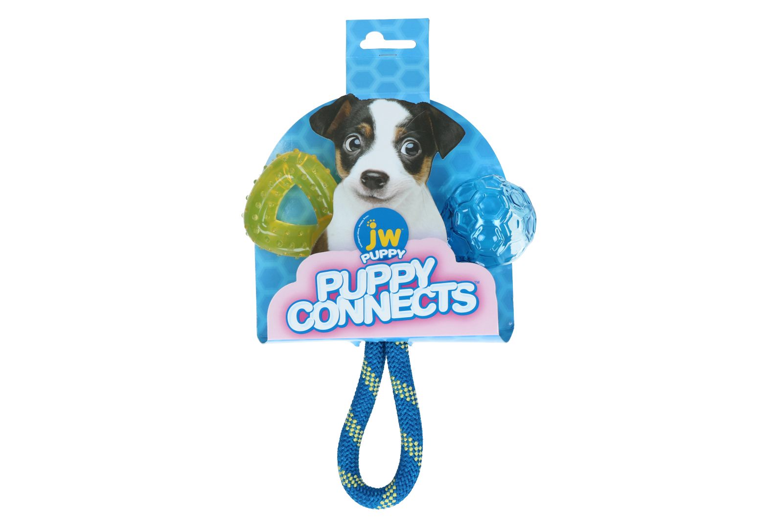 JW Puppy Welpenspielzeug, 3-in-1, Seil, Beißring, Kugel, 21 x 20 x 6 cm