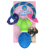 JW Hundespielzeug Puppy Connects Soft-ee, Beißring, Seil, Filzring, Quietsche, für Welpen