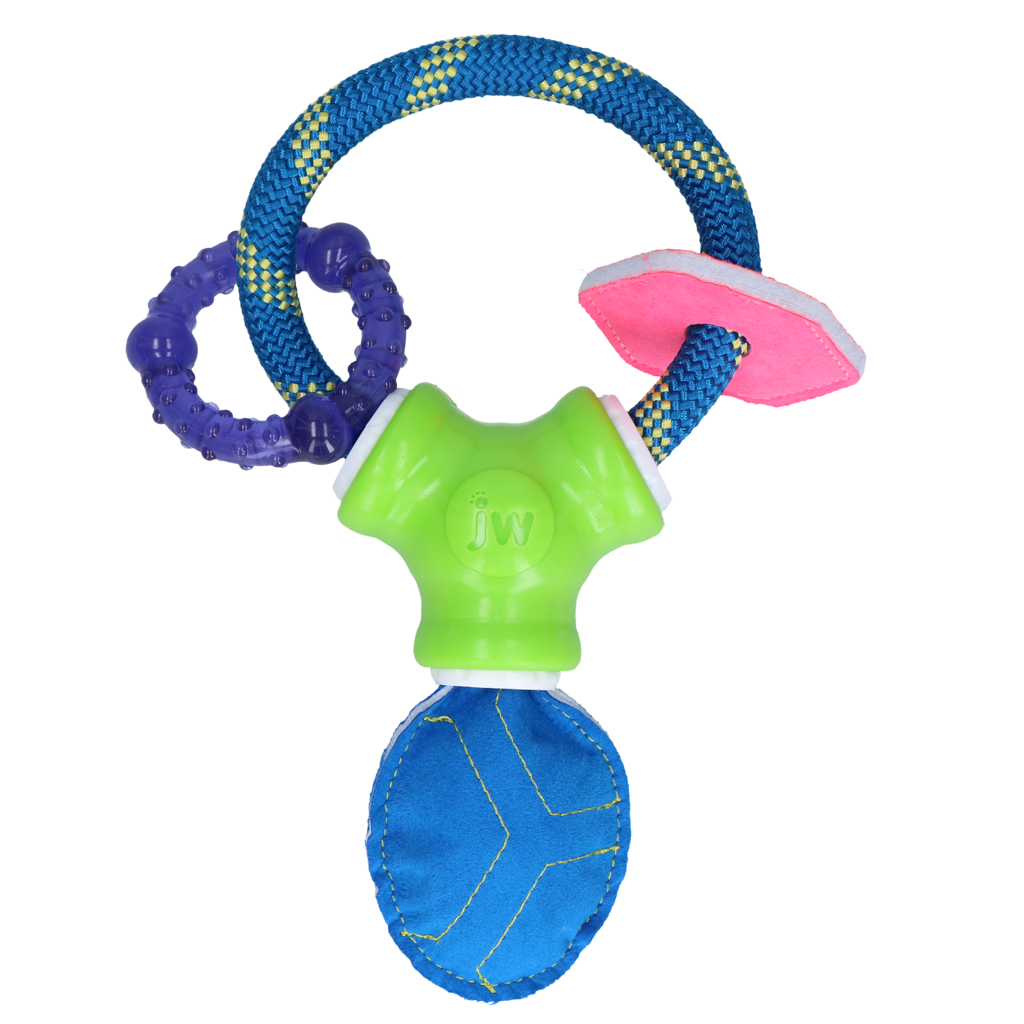 JW Hundespielzeug Puppy Connects Soft-ee, Beißring, Seil, Filzring, Quietsche, für Welpen