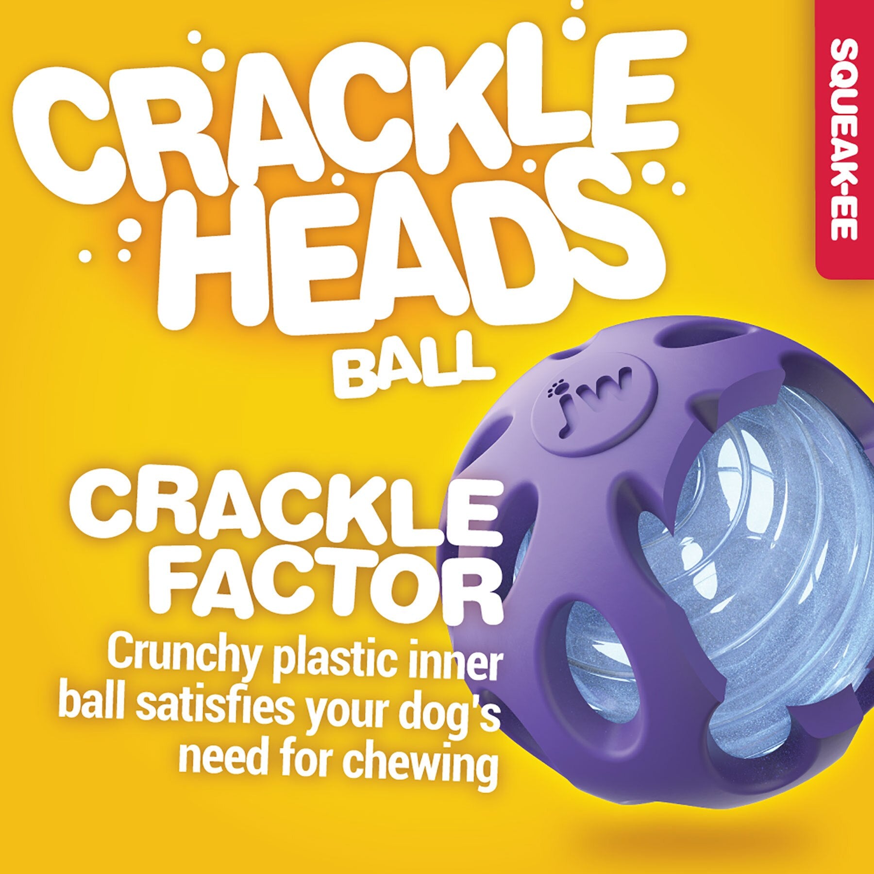 JW Hundespielzeug Crackle Heads Ball, M, Ø 7,5 cm