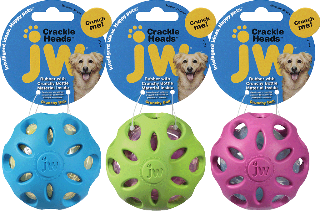 JW Hundespielzeug Crackle Heads Ball, M, Ø 7,5 cm