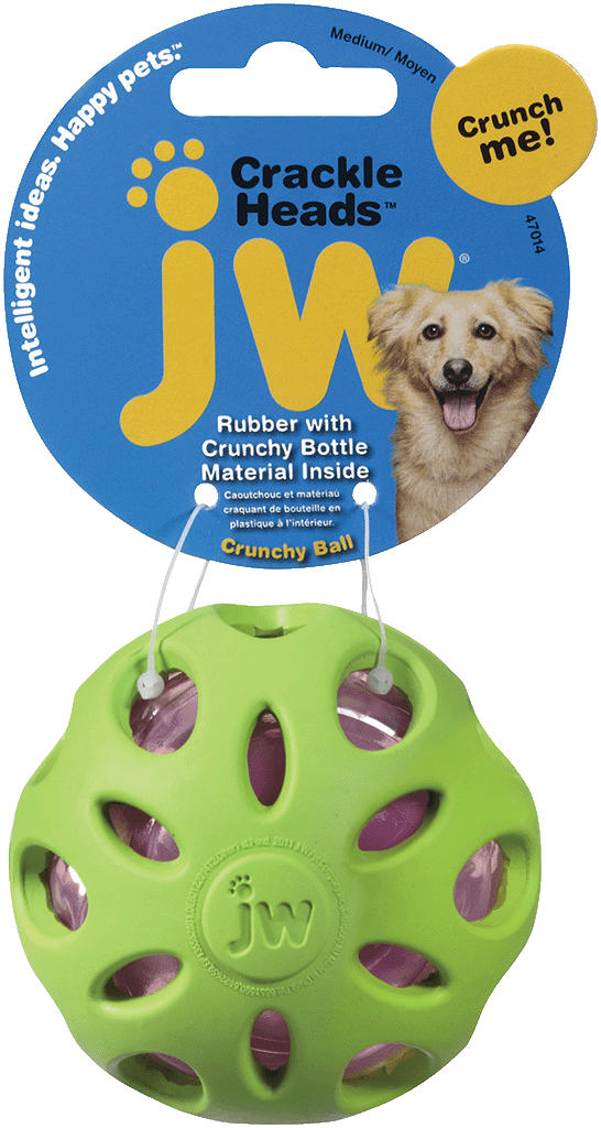 JW Hundespielzeug Crackle Heads Ball, M, Ø 7,5 cm
