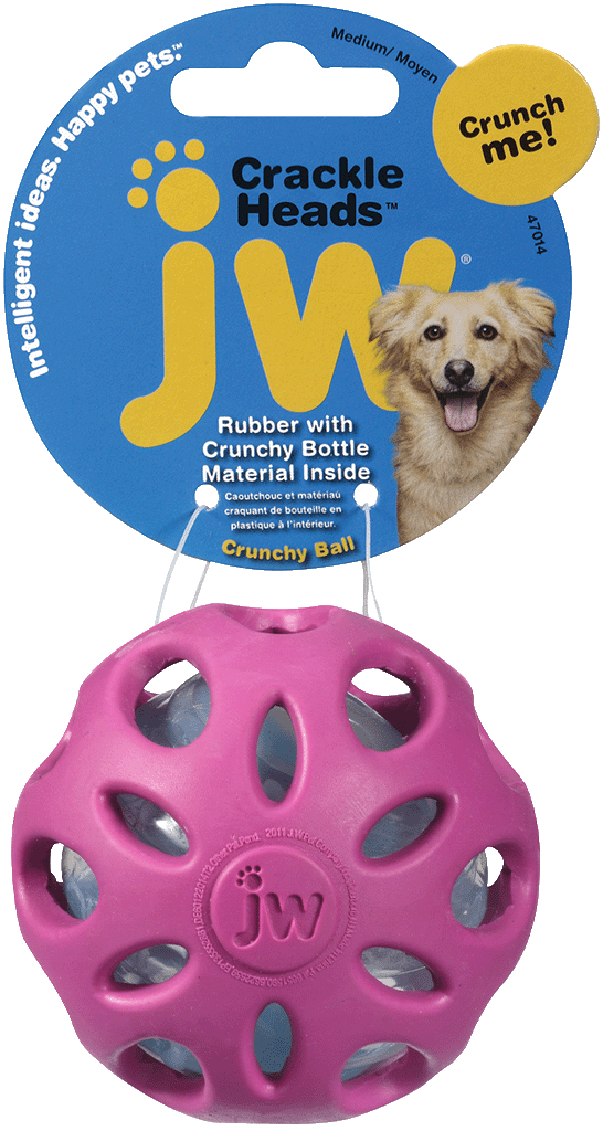 JW Hundespielzeug Crackle Heads Ball, M, Ø 7,5 cm
