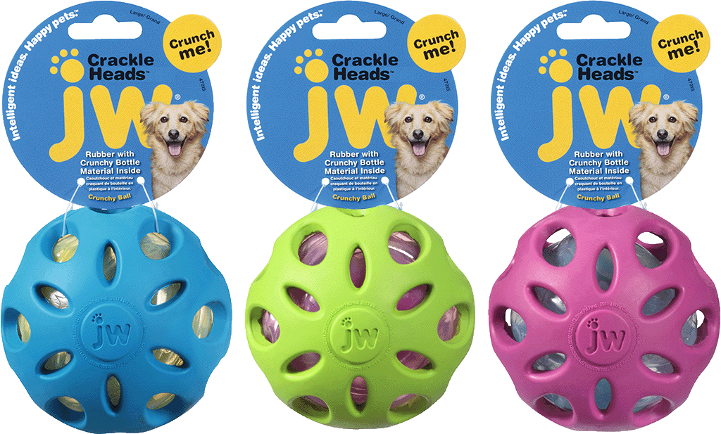 JW Hundespielzeug Ball, Kautschuk, Crackle Heads, L, Ø 10 cm