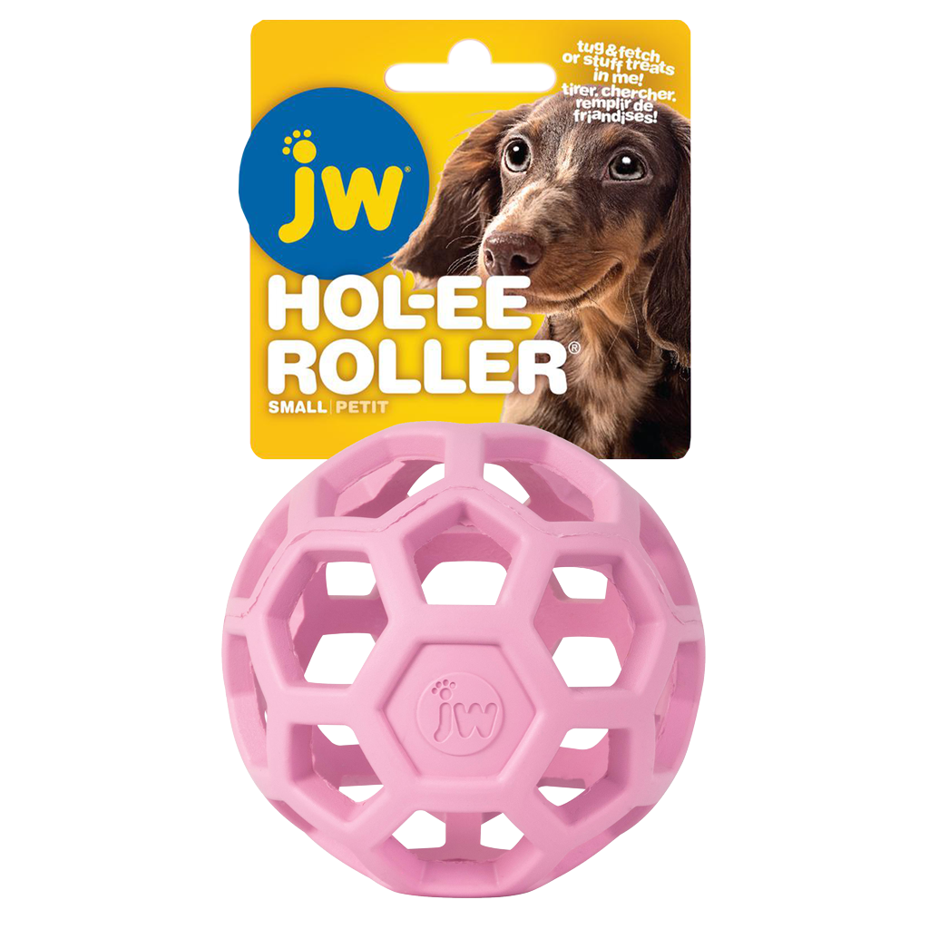 JW Hol-ee Roller, Hundespielzeug, Naturkautschuk, Ø 9 cm, pink