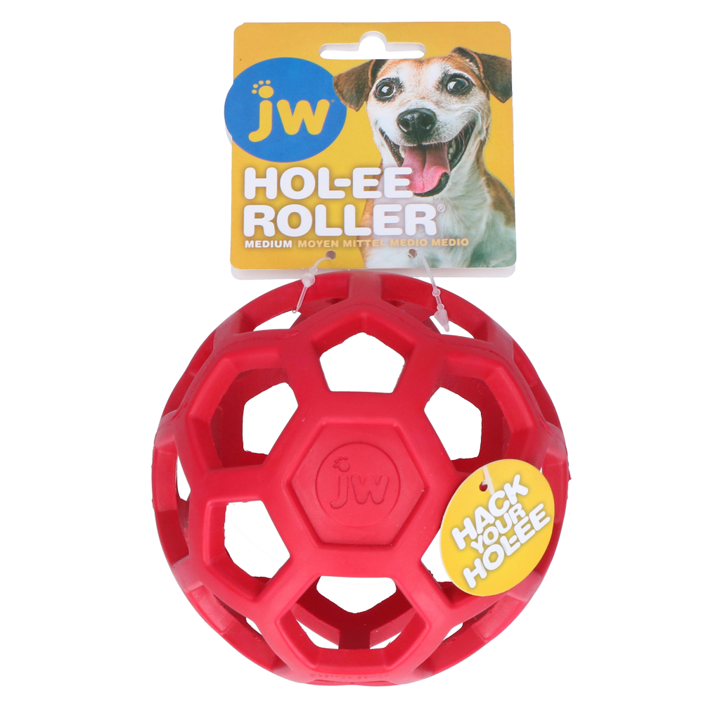 JW Hol-ee Roller Hundespielball, Medium, Ø 11,5 cm, rot