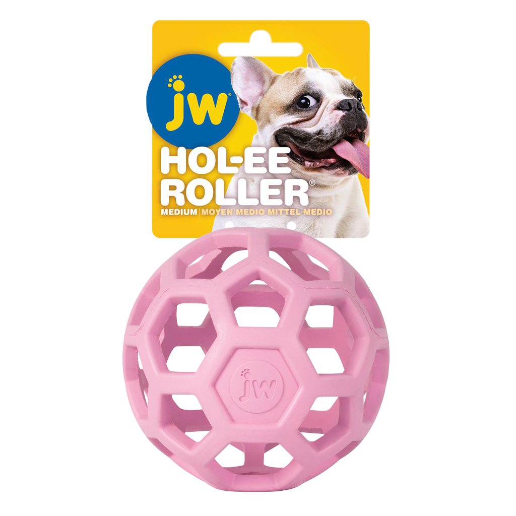 JW Hundespielzeug Hol-ee Roller, Medium, Naturkautschuk, pink, Ø 11,5 cm