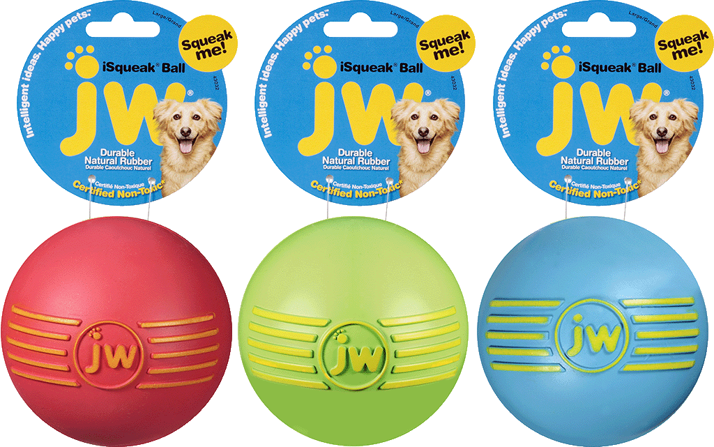 JW Hundespielzeug Ball, iSqueak, L, Ø 10 cm, Kautschuk, mit Quietscher