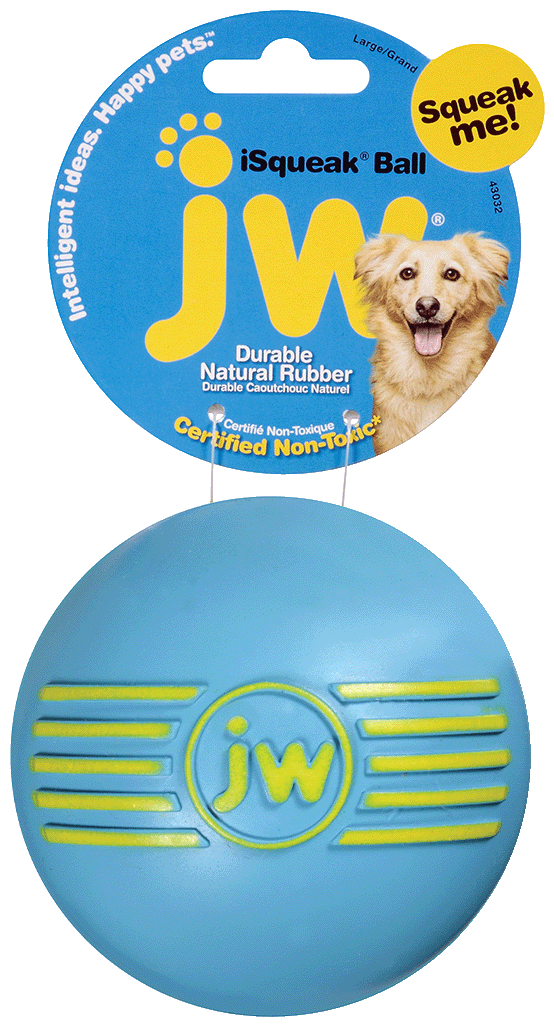 JW Hundespielzeug Ball, iSqueak, L, Ø 10 cm, Kautschuk, mit Quietscher